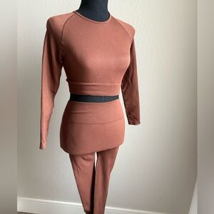 Rust Ribbed Two-Piece Set